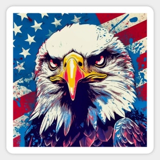 Freedom's Colors: Pop Art Bald Eagle and American Flag Sticker